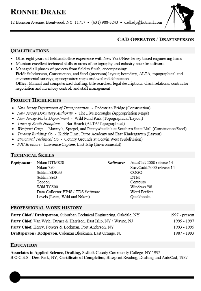 Cad electrical operator resume
