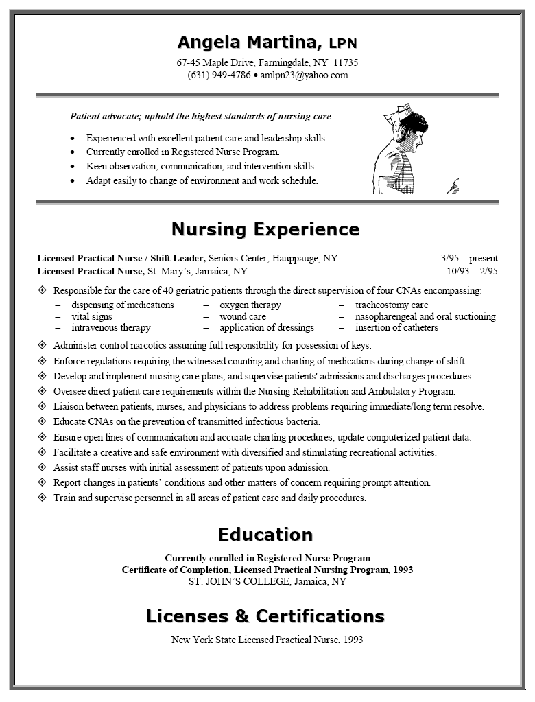 Resume nursing examples